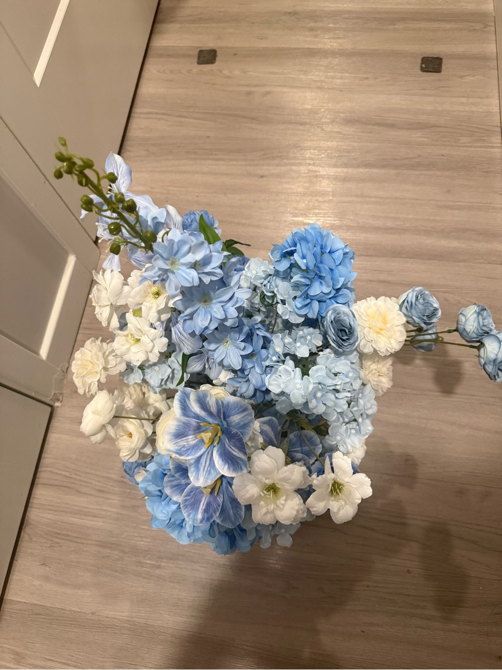 Blue Artificial Floral Arrangement Centerpiece - wedding, baby shower